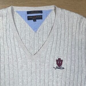 Tommy Hilfiger Golf Mens XL Cable Knit V Neck Vest Indiana Hoosiers‎ Logo